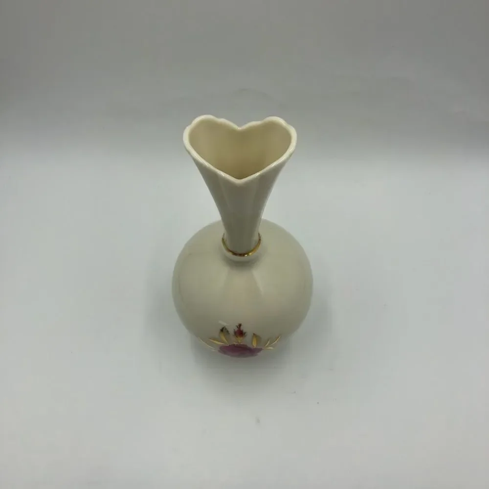 Vintage Lenox Porcelain Bud Vase Tabletop Decor Gold Tone Trim Floral De…
